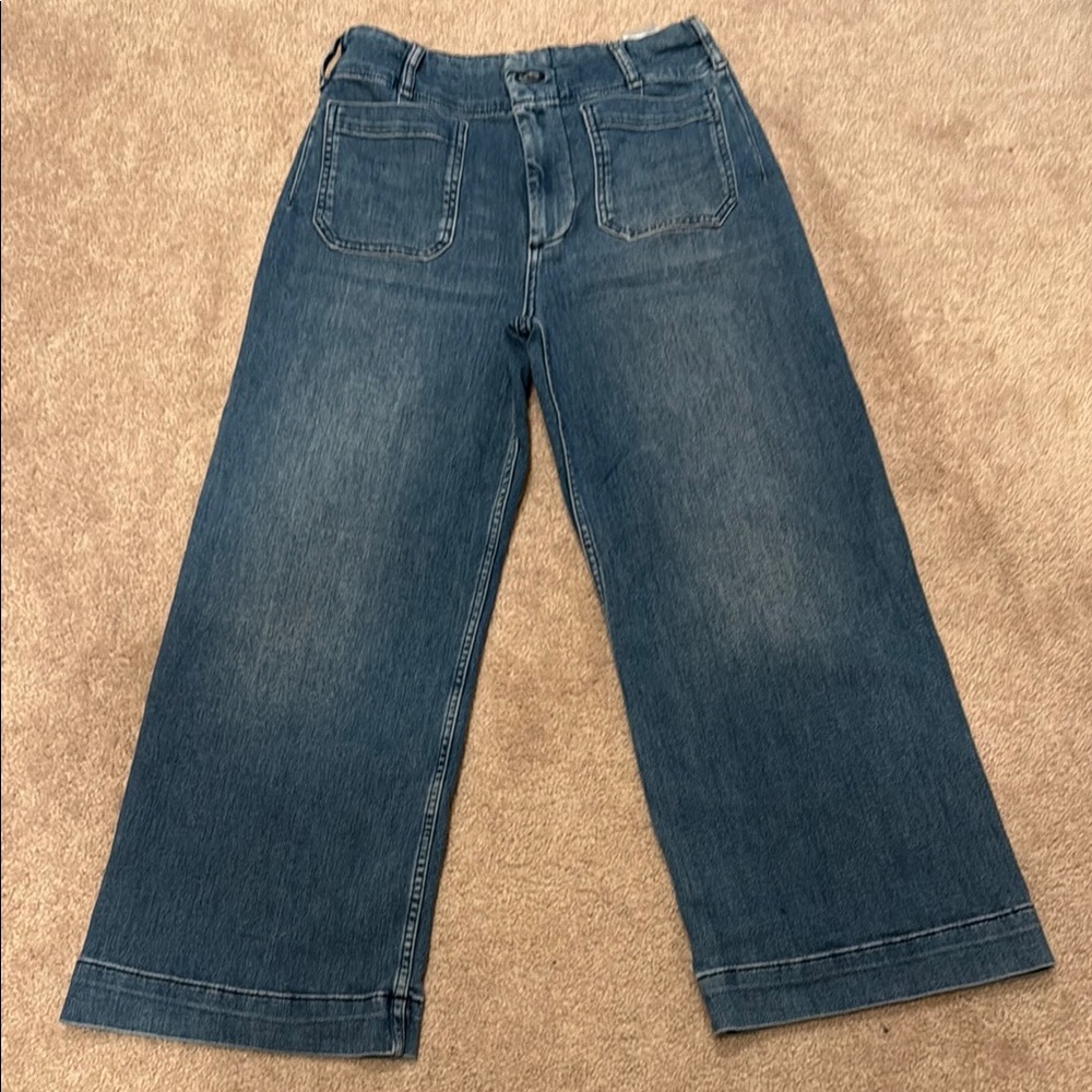 The Colette Cropped High-Rise Wide-Leg Jeans by Maeve
